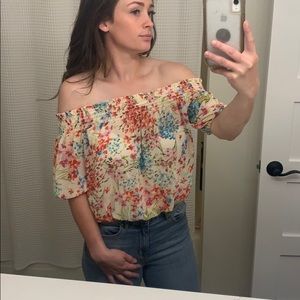 Off shoulder floral top or crop top Small